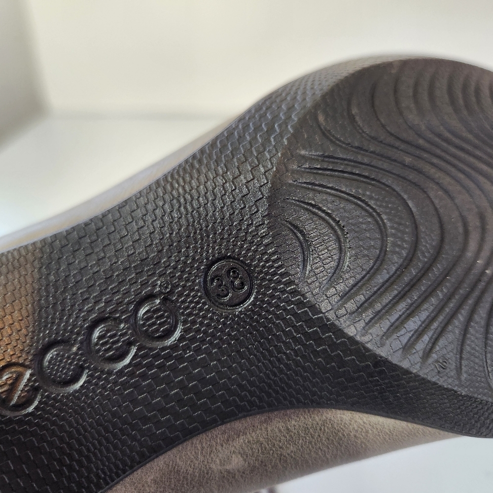Ecco Women’s Ankle Boots Lace Up Gray Leather Block Heels Shoes Size 38 US 7 7.5 - Picture 7 of 9